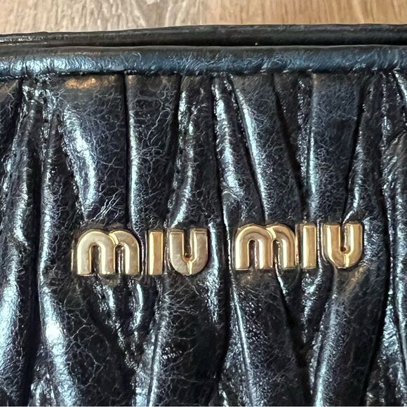 Miu Miu Matelassé Quilted Black Iconic Structured Dual Rolled Handbag Bag Tote - Picture 5 of 16